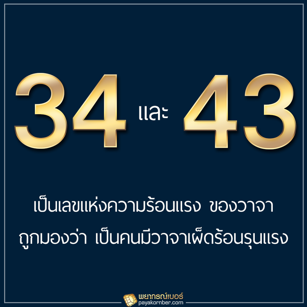 34, 43 เป็นเลขแห่งความร้อนแรงของวาจา