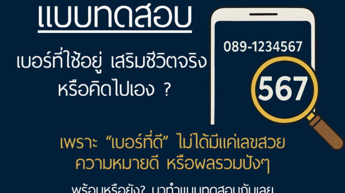 หน้าปก ผลคะแนน แบบทดสอบ “เบอร์ที่ใช้อยู่ เสริมชีวิตจริง หรือคิดไปเอง? เช็กเลย!”